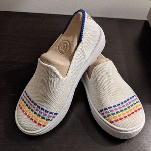 Kids Sz 10 White Rainbow Rothy's Sneakers